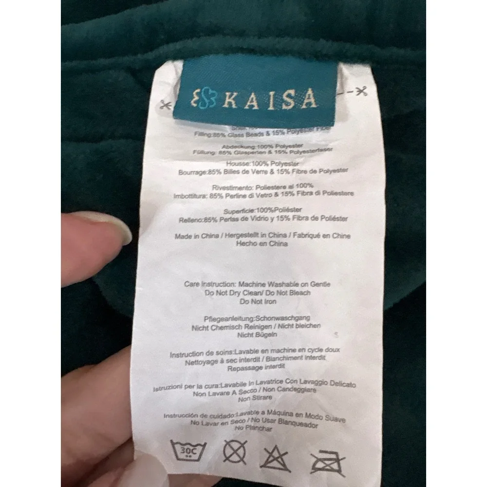 Kaisa Weighted Leaf Blanket Teal‎ Green Velvet Quilted Botanical Throw 51x41